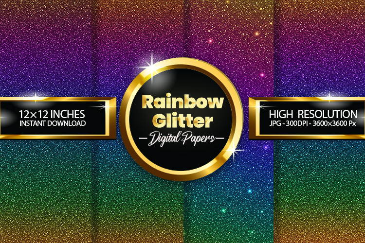 Rainbow Glitter Digital Papers - 04 Variations