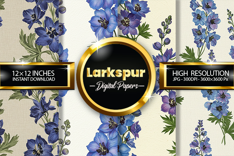 Larkspur Flower Digital Papers - 04 Variations