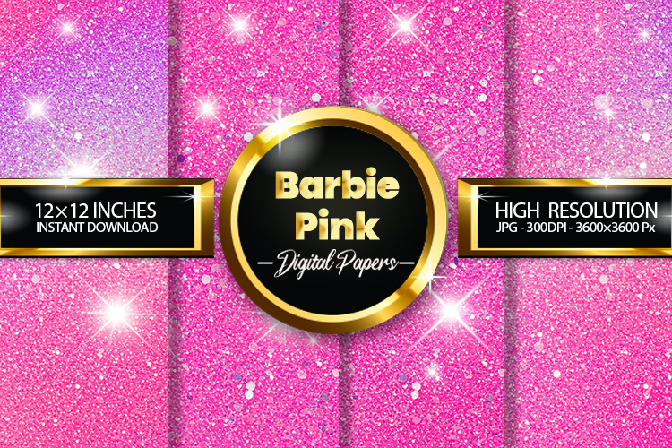 Barbie Pink Glitter Digital Papers - 04 Variations