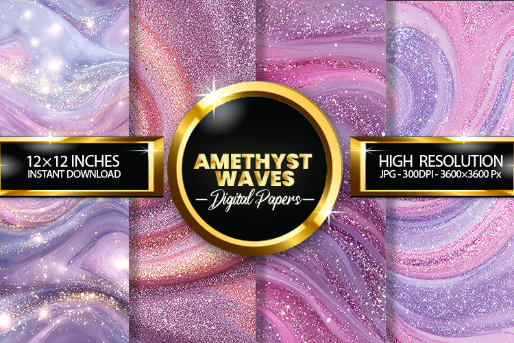 Amethyst Waves Digital Papers - 04 variations