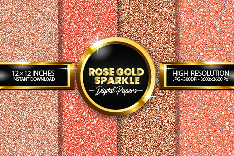 Rose Gold Sparkle Digital Papers - 04 variations