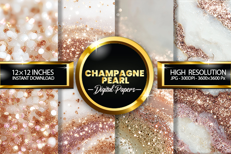 Champagne Pearl Digital Papers - 04 variations