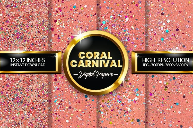 Coral Carnival Digital Papers - 04 variations