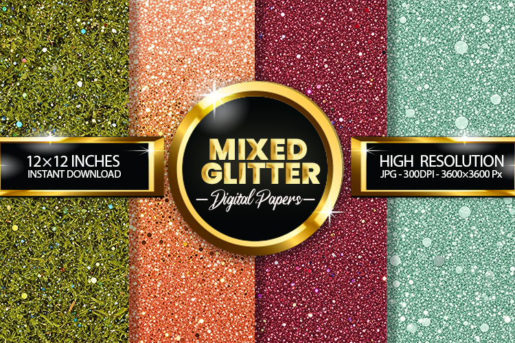 Mixed Glitter Digital Papers - 04 Variations