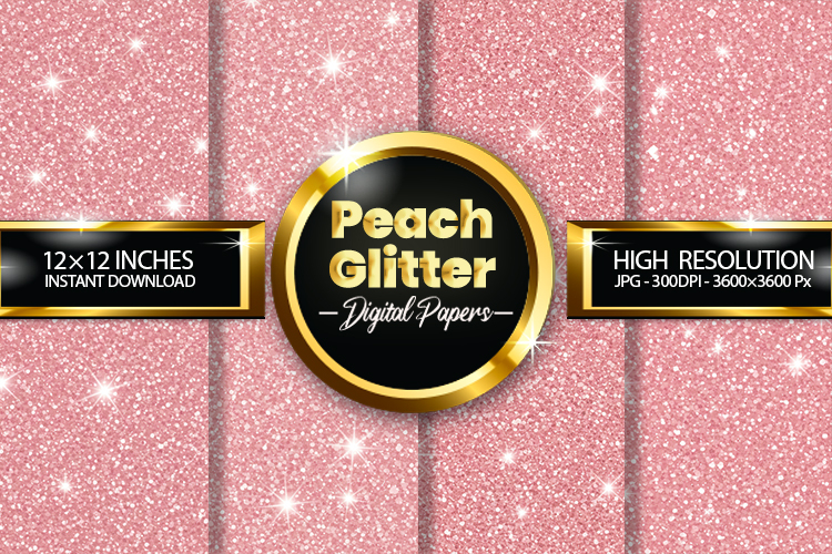 Peach Glitter Glitter Digital Papers - 04 Variations
