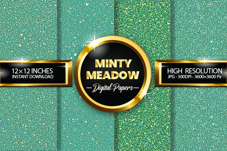 Minty Meadow Digital Papers - 04 variations