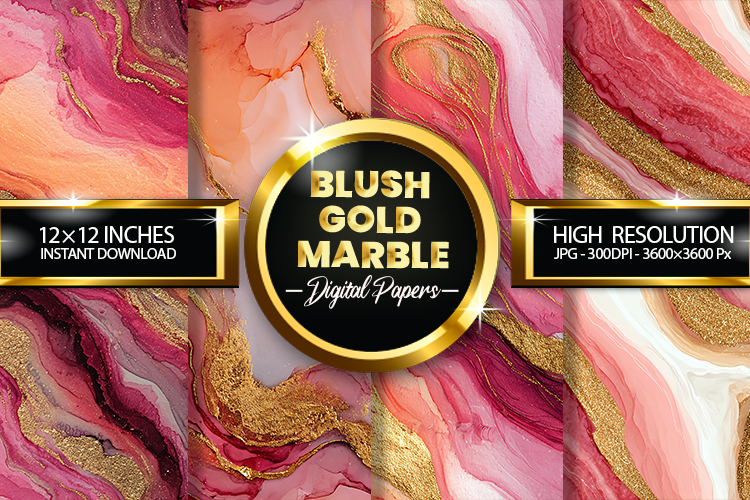 Blush Gold Marble Digital Papers - 04 Variations