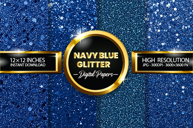 Navy Blue Glitter Digital Papers - 04 variations