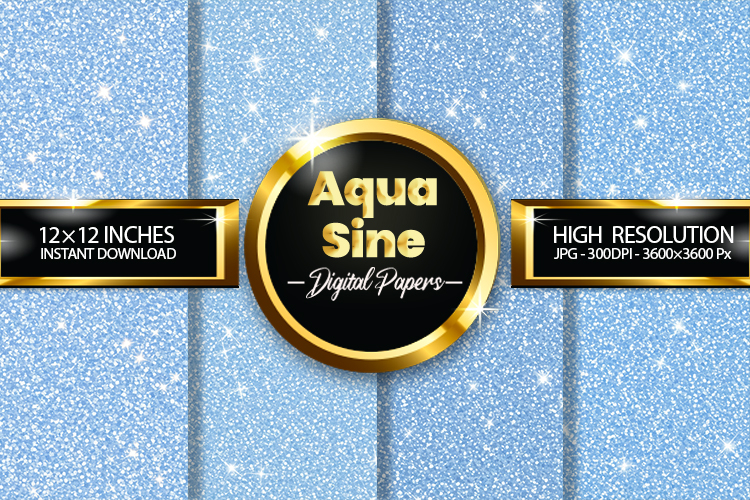 Aqua Sine Glitter Digital Papers - 04 Variations