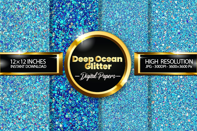 Deep Ocean Glitter Digital Papers - 04 variations