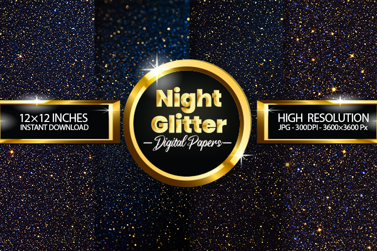 Night Glitter Digital Papers - 04 Variations