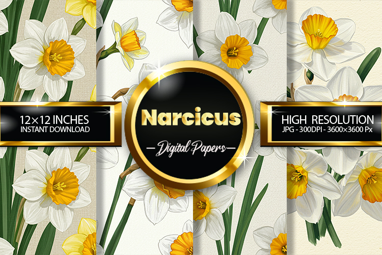 Narcissus Flower Digital Papers - 04 Variations