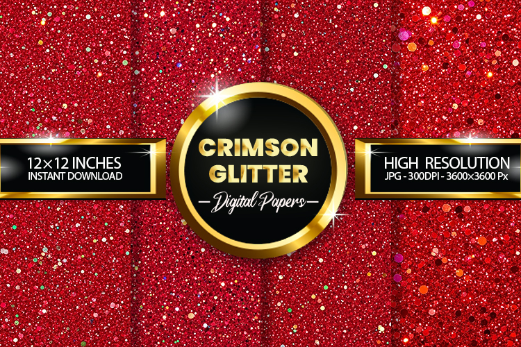 Crimson Glitter Digital Papers - 04 variations