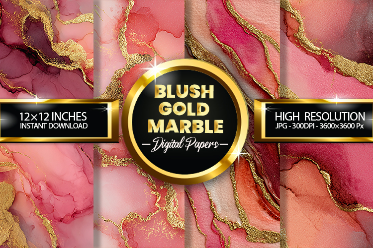 Blush Gold Marble Digital Papers - 04 Variations