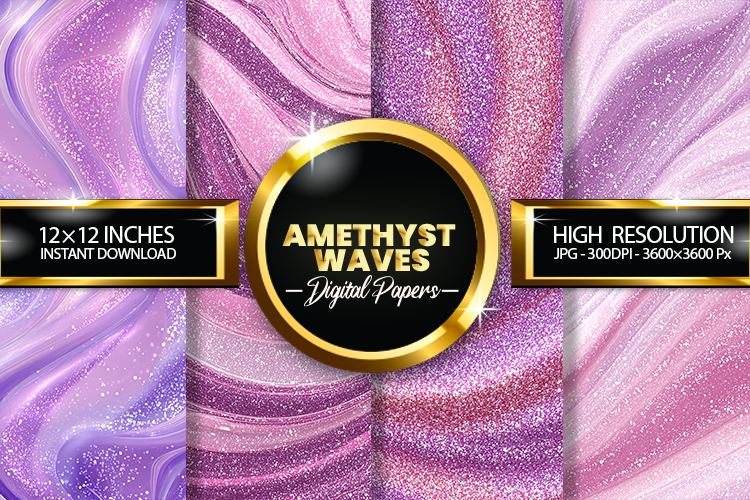 Amethyst Waves Digital Papers - 04 variations