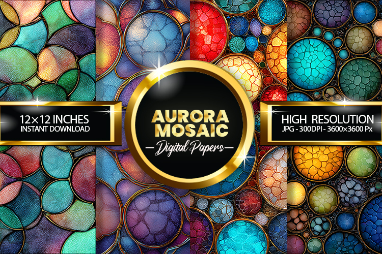 Aurora Mosaic Digital Papers - 04 variations