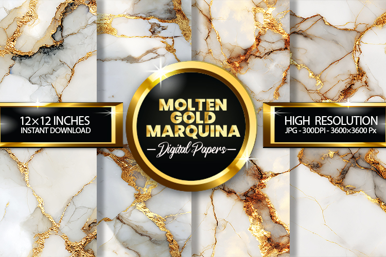 Molten Gold Marquina Digital Papers - 04 Variations