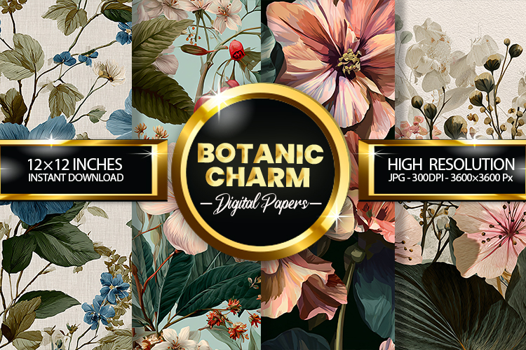 Botanic Charm Digital Papers - 04 variations