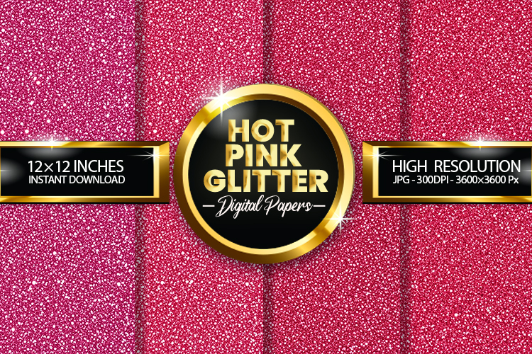 Hot Pink Glitter Digital Papers - 04 variations