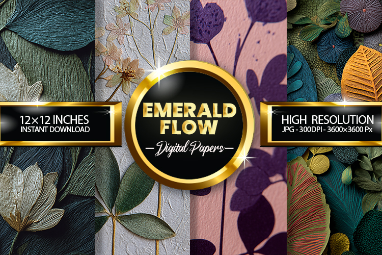 Emerald Flow Digital Papers Digital Papers - 04 Variations