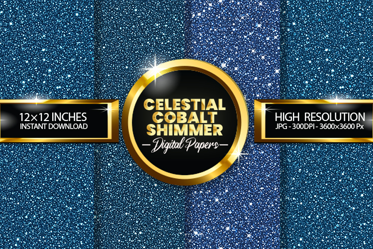 Celestial Cobalt Shimmer Digital Papers - 04 variations