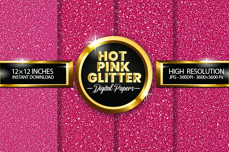 Hot Pink Glitter Digital Papers - 04 variatio