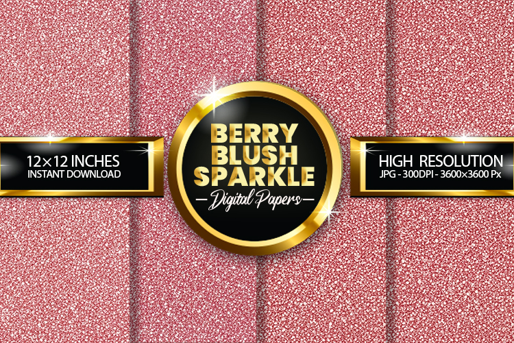 Berry Blush Sparkle Digital Papers - 04 variations