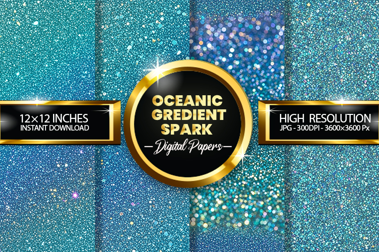 Oceanic Gredient Spark Digital Papers - 04 variations