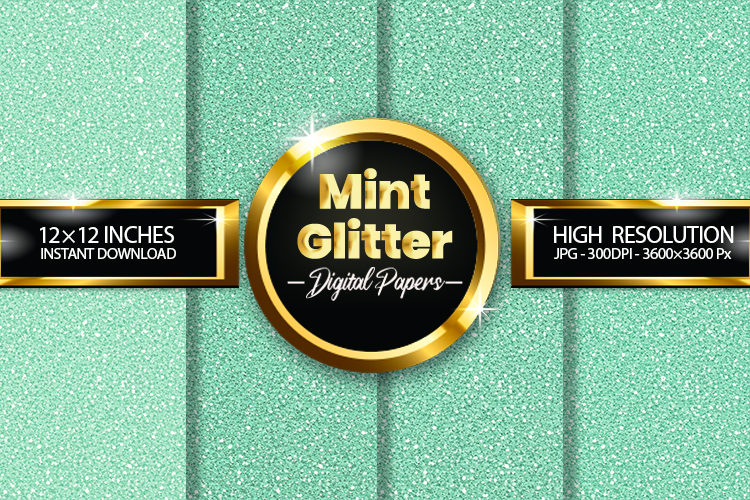 Mint Glitter Digital Papers - 04 Variations