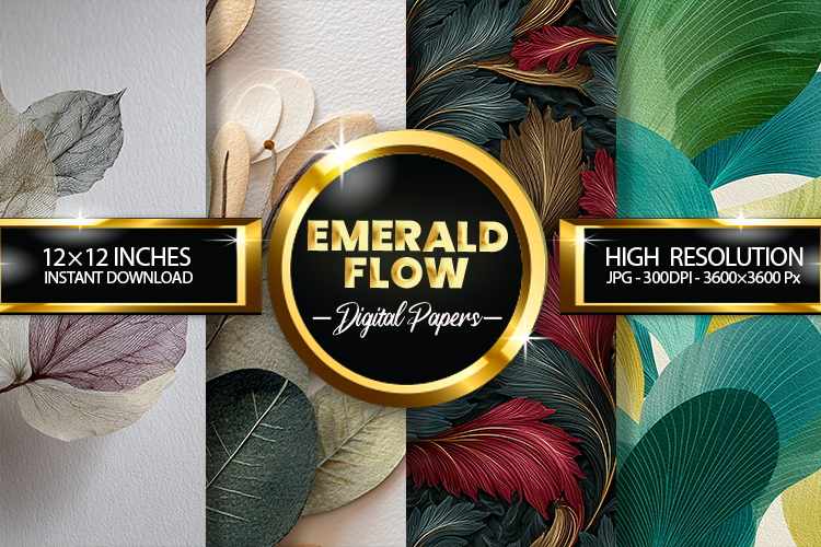 Emerald Flow Digital Papers - 04 Variations
