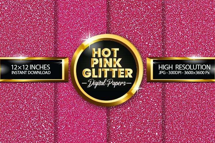 Hot Pink Glitter Digital Papers - 04 variations