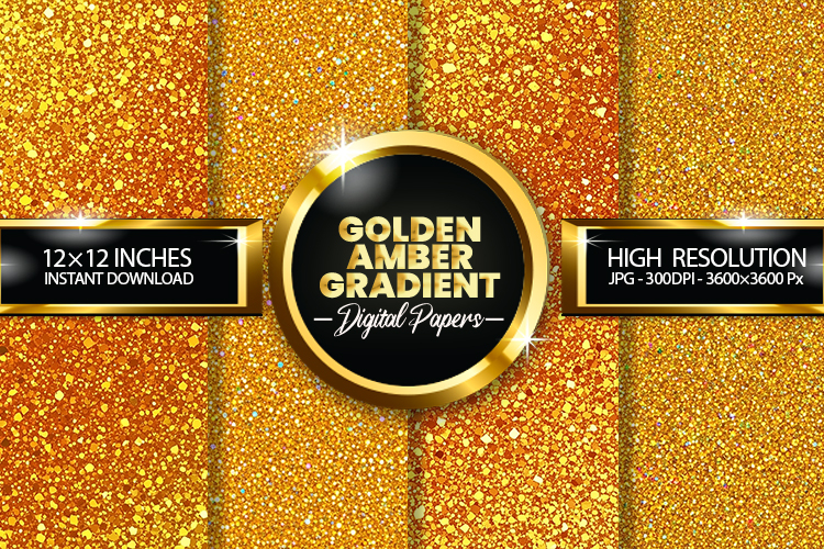 Golden Amber Gradient Digital Papers - 04 veriations