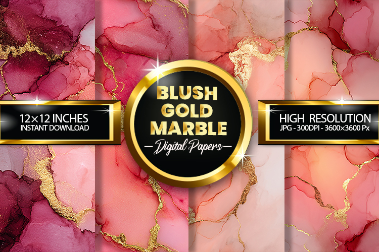 Blush Gold Marble Digital Papers - 04 Variations