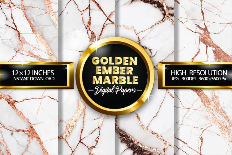 Golden Ember Marble Digital Papers - 04 Variations