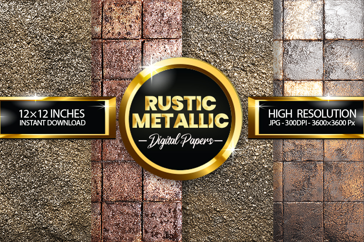 Rustic Metallic Digital Papers - 04 variations