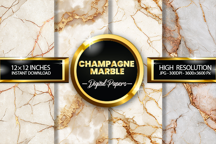 Champagne Marble Digital Papers - 04 variations