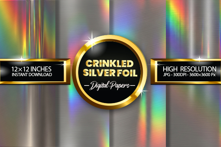 Crinkled Silver Foil Digital Papers - 04 variations