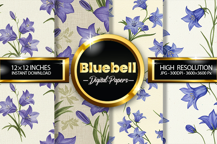Bluebell Flowers Digital Papers - 04 Variations