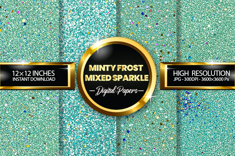 Minty Frost Mixed Sparkle Digital Papers - 04 variations