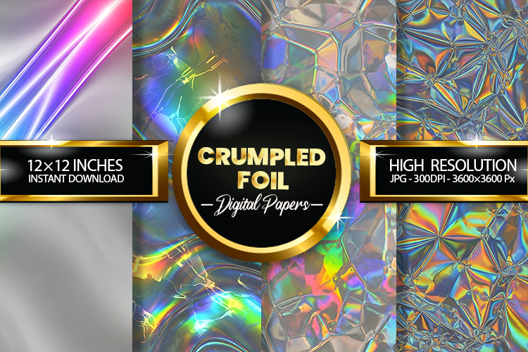 Crumpled Foil Digital Papers - 04 variations