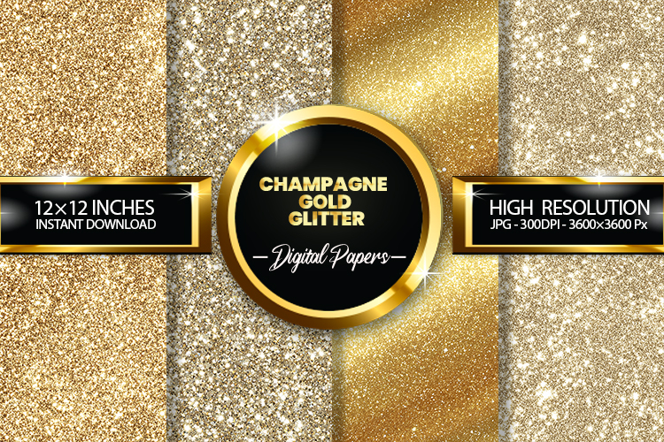 Champagne Gold Glitter Digital Papers - 04 variations