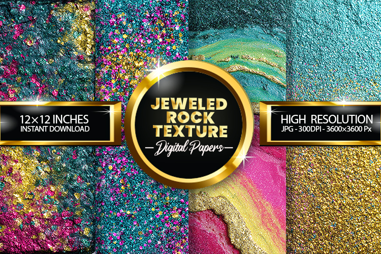 Jeweled Rock Texture Digital Papers - 04 Variations