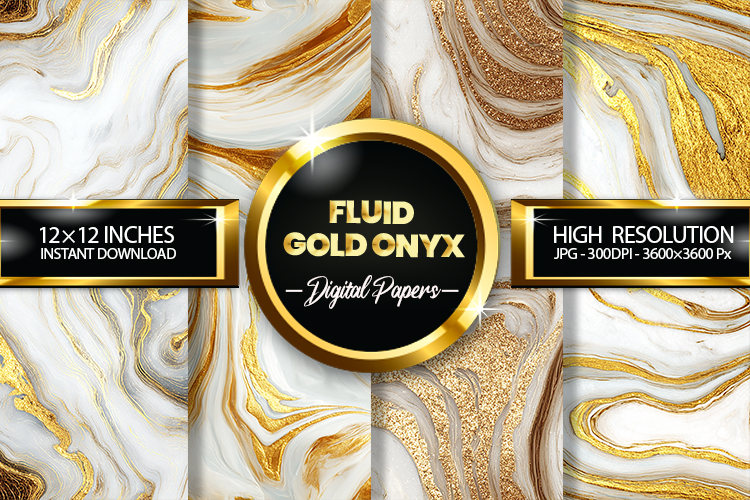 Fluid Gold Onyx Digital Papers - 04 Variations