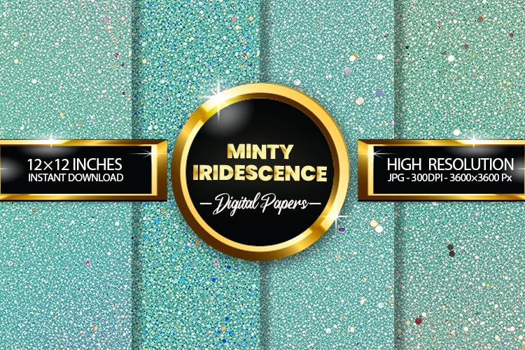 Minty Iridescence Digital Papers - 04 Variations