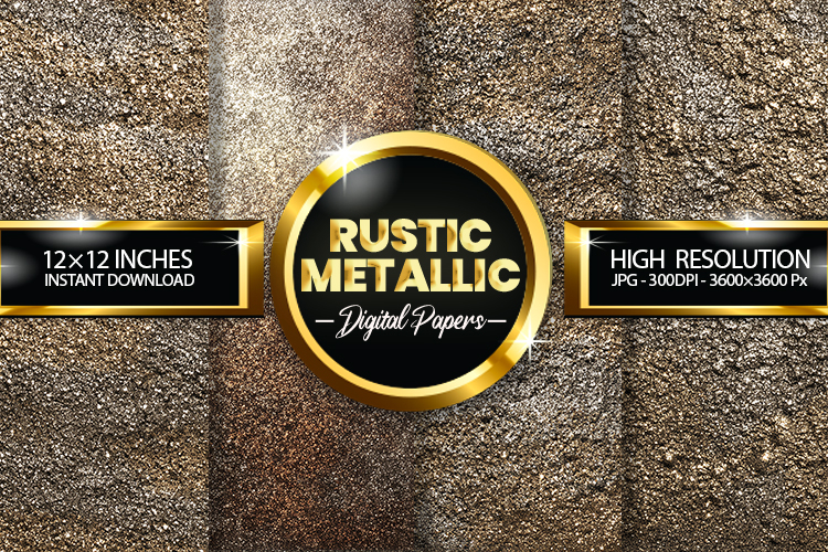 Rustic Metallic Digital Papers - 04 variations