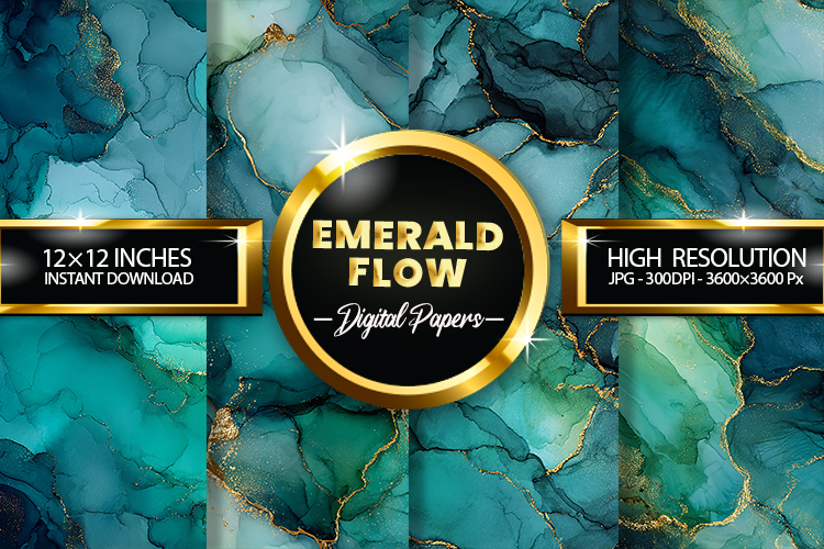 Emerald Flow Digital Papers - 04 Variations