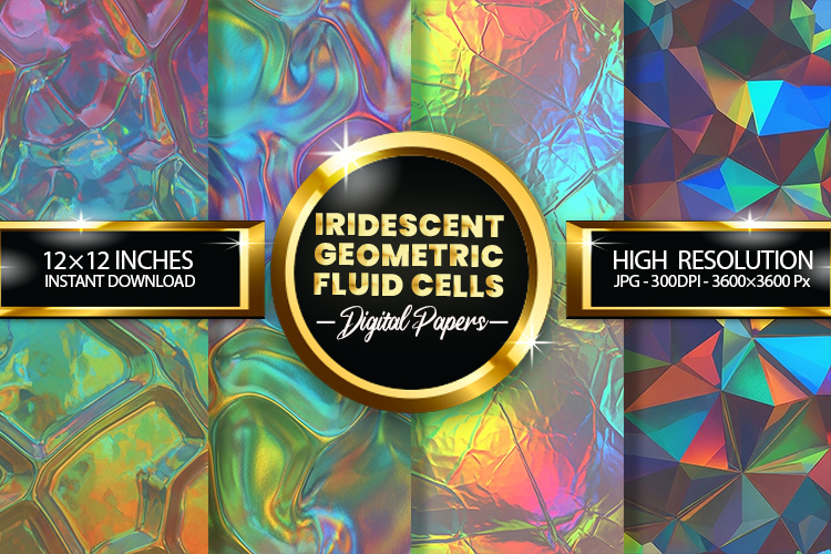 Iridescent Geometric Fluid Cells Digital Papers