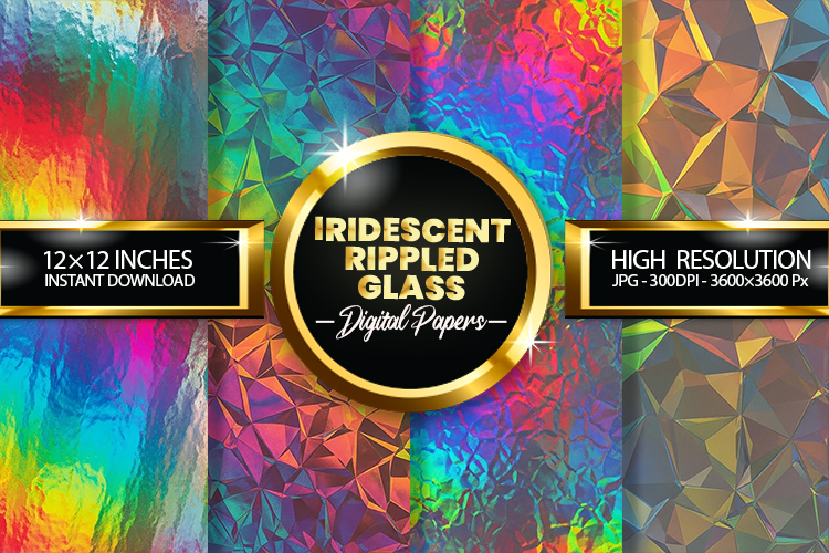 Iridescent Rippled Glass Digital Papers - 04 Variations