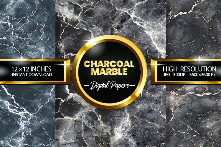 Charcoal Marble Digital Papers - 04 variations
