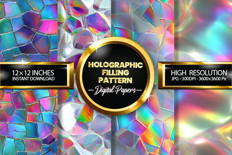 Holographic Filling Pattern Digital Papers - 04 Variations